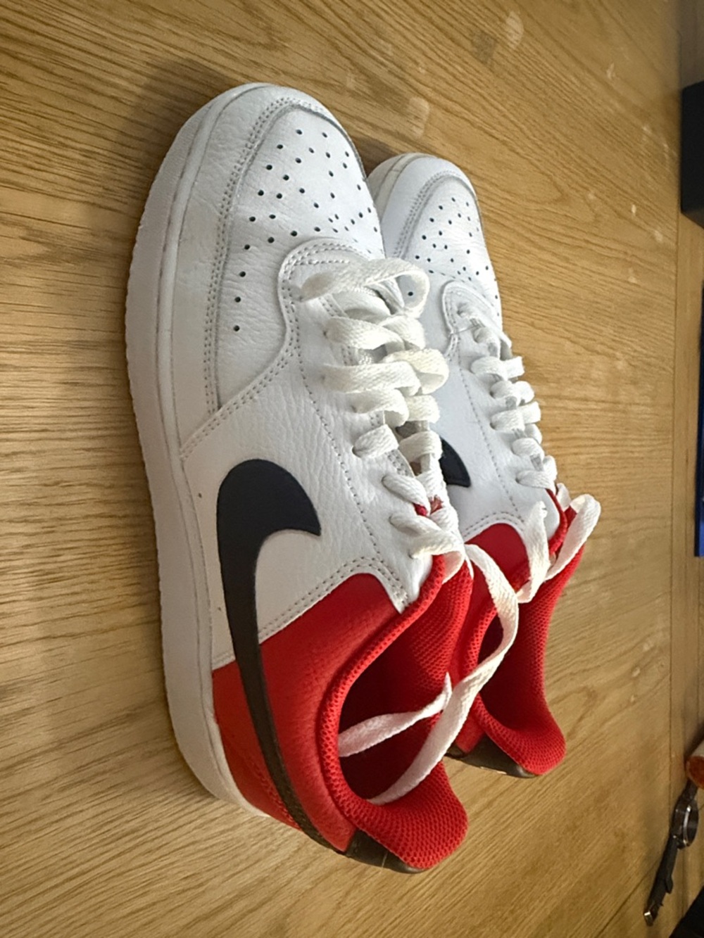 Nike White and Red Low-Top Sneakers